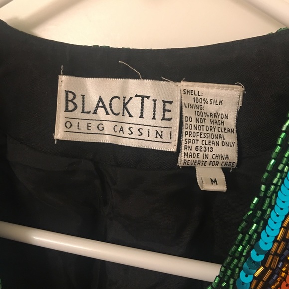 Oleg Cassini : Beaded Sequined Multi Color Jacket - Picture 5 of 5